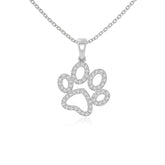 moissanite dog paw knot necklaces in sterling silver